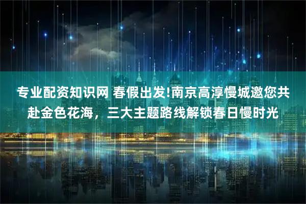 专业配资知识网 春假出发!南京高淳慢城邀您共赴金色花海，三大主题路线解锁春日慢时光